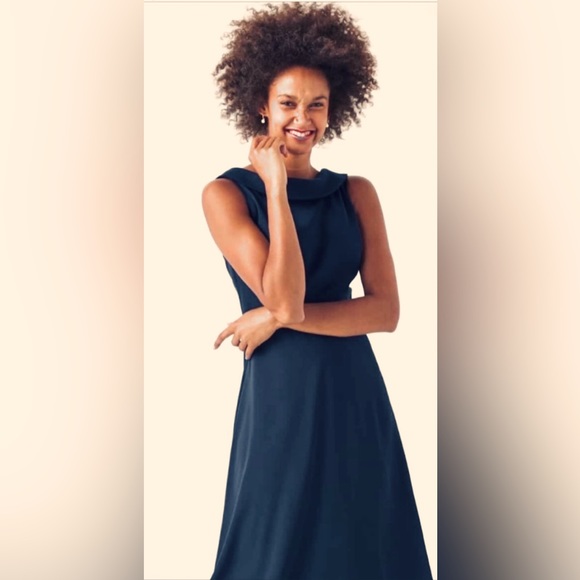 Boden Clarissa Retro Sleeveless Rolled Collar w Sweeping A-line Midi Dress ZP1 - Picture 9 of 11